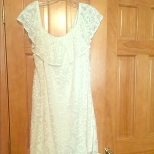 White lace dress. Knee length